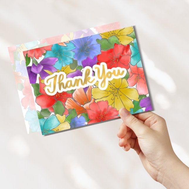 Thank You Gold Script Modern Watercolor Floral (Creator Uploaded)