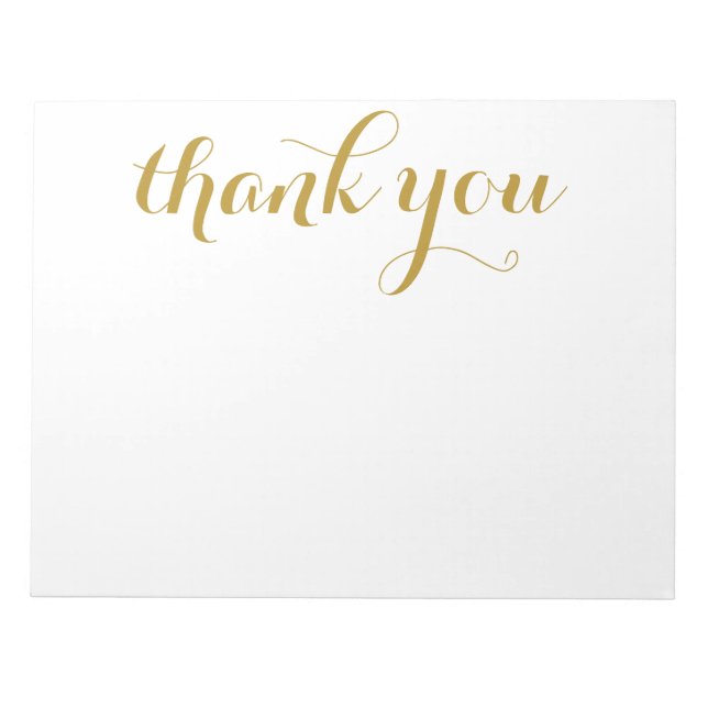Thank You Gold Script Print 11 x 8.5 Notepad (Front)