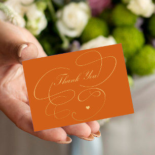 Thank you gold script simple elegant terracotta card