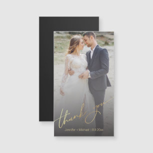 thank you gold script wedding faded photo magnet