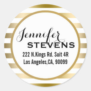 Thank you- Gold Stripes Geometric Pattern Classic Round Sticker