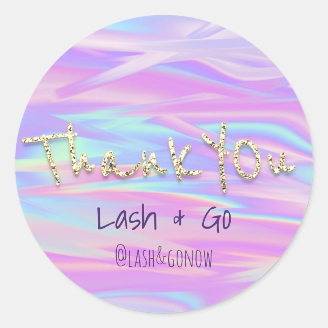 Thank You Gold Sweet 16th Mermaid Holograph Classic Round Sticker (Front)