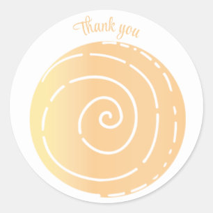 Thank you gold swirl abstract line spiral shell classic round sticker