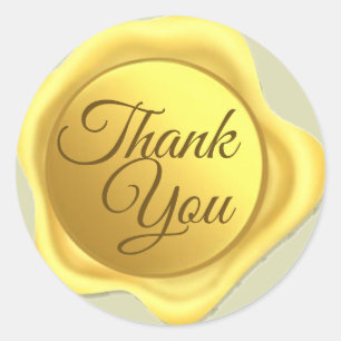 Thank You Gold Wax Seal classic round sticker