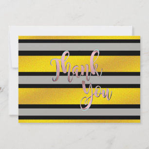 Thank You Gold Wedding Black Striped Card