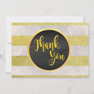 Thank You Gold Wedding White Marble Card