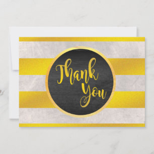 Thank You Gold Wedding White Marble Card