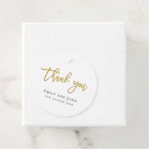 Thank you/gold/your names & message wedding favour tags