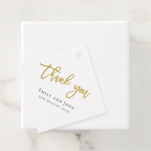 Thank you/gold/your names & message wedding favour tags