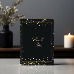 Thank You Golden Black Marble Glitter