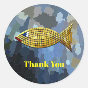 Thank You, Golden Fish Design, Classic Round Sticker