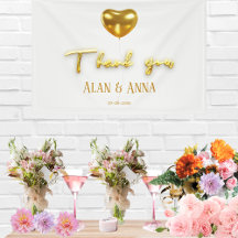 Thank you Golden letters and balloon Wedding