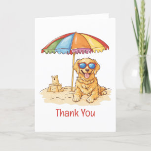Thank You Golden Retriever Beach Dog Card