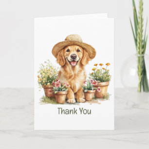 Thank You Golden Retriever Dog Gardening Card