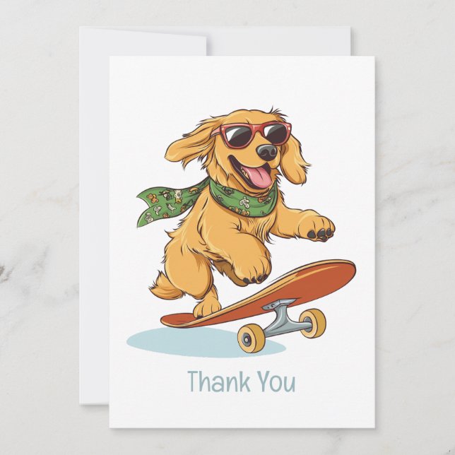 Thank You Golden Retriever Dog Skateboarding (Front)