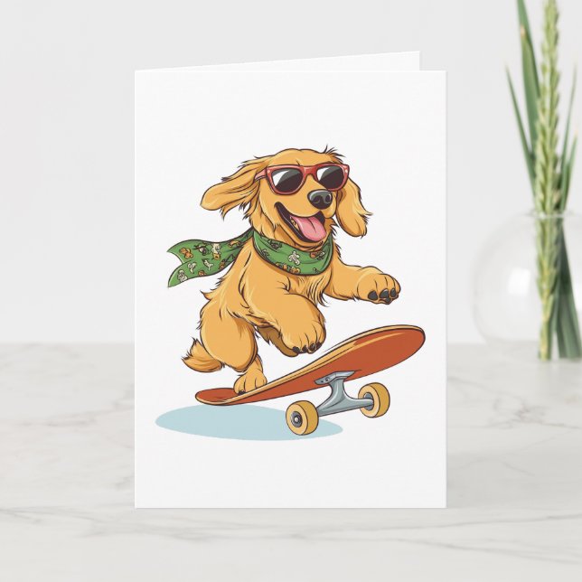 Thank You Golden Retriever Dog Skateboarding (Front)