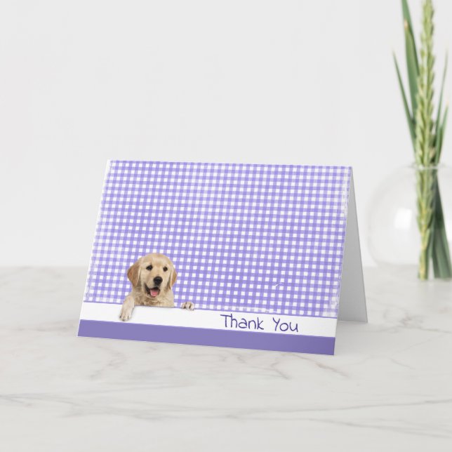 Thank You Golden Retriever on Gingham Card (Front)