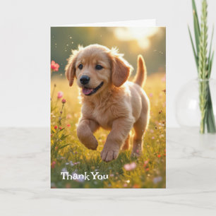 Thank You Golden Retriever Puppy In a Meadow Card