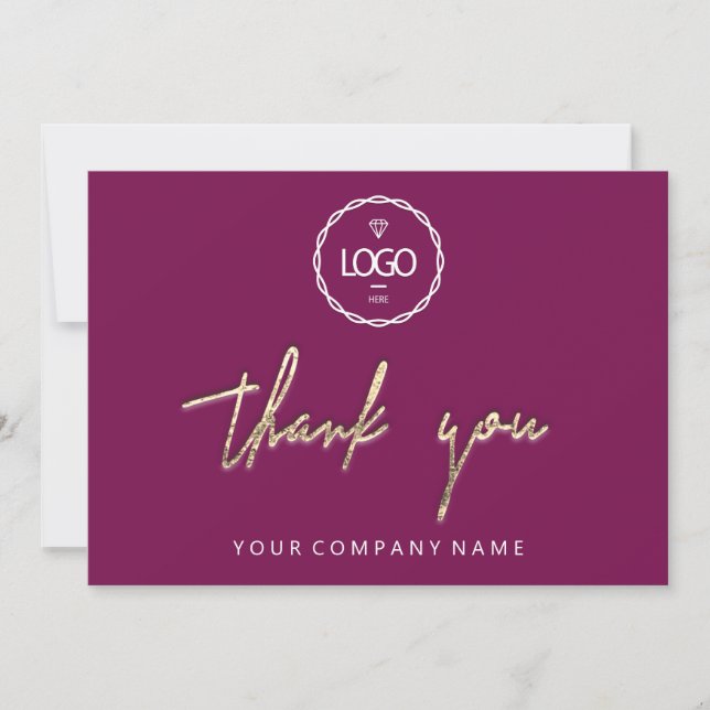 Thank You Golden Script  Logo Script Berry Marsala Invitation (Front)
