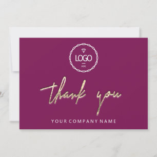 Thank You Golden Script  Logo Script Berry Marsala Invitation
