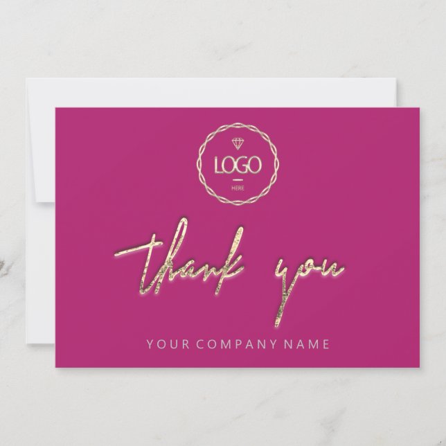 Thank You Golden Script  Logo Script Pink Minimal Invitation (Front)