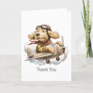 Thank You Goldendoodle Dog Pilot Aeroplane Card