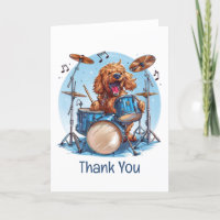 Thank You Goldendoodle Dog Playing Drums
