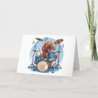 Thank You Goldendoodle Dog Playing Drums