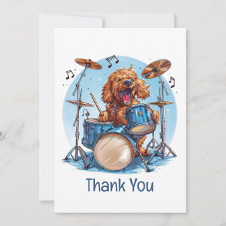 Thank You Goldendoodle Dog Playing Drums Card