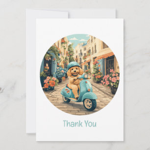 Thank You Goldendoodle Dog Riding Scooter Card