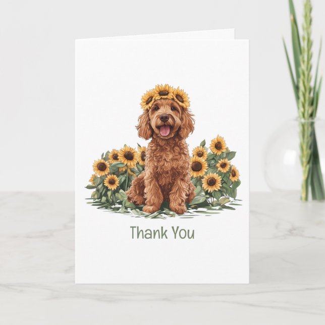 Thank You Goldendoodle Dog Sunflower Crown (Front)