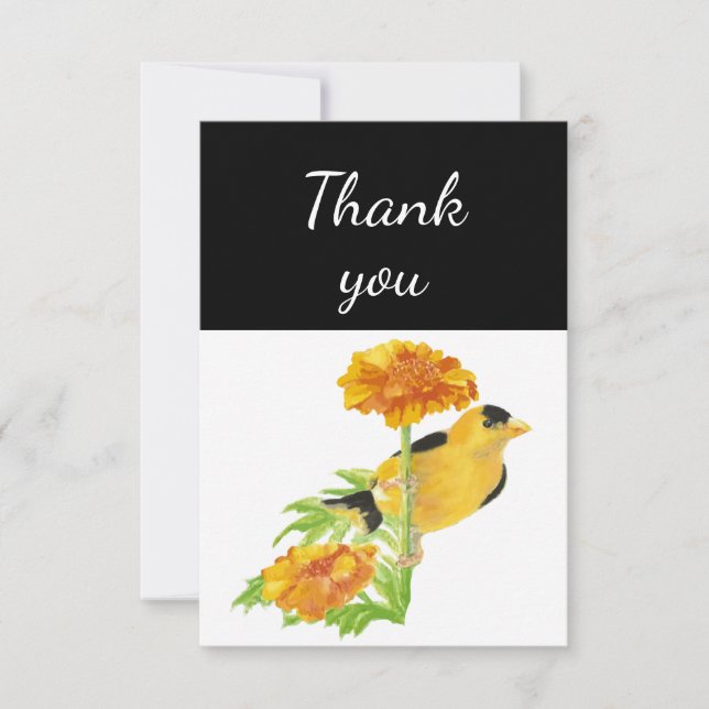 Thank You Goldfinch Garden Bird Watercolor (Front)