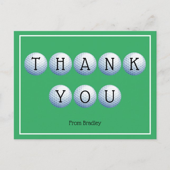 Thank You Golf Custom Personalised Postcard (Front)