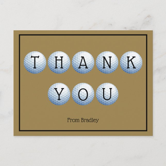 Thank You Golf Custom Personalised Postcard (Front)
