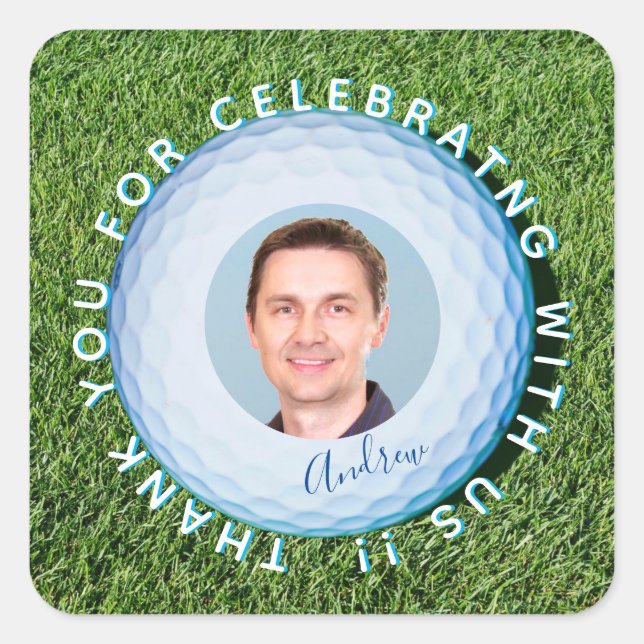 Thank You Golfer Photo Signed Ball Square Sticker (Front)