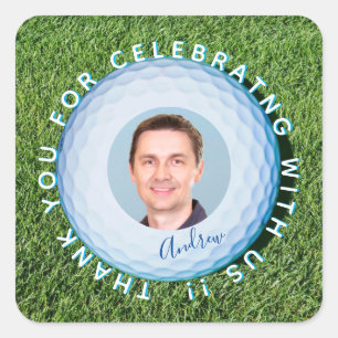 Thank You Golfer Photo Signed Ball Square Sticker