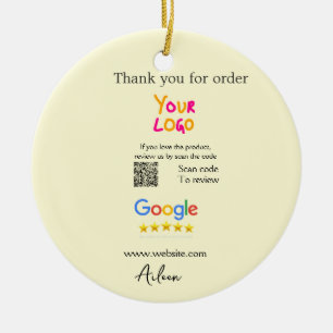 Thank you Google review scan QR business Ceramic Tree Decoration