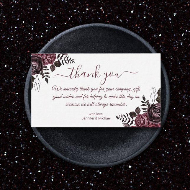 thank you gothic floral wedding modern red script card (Creator Uploaded)