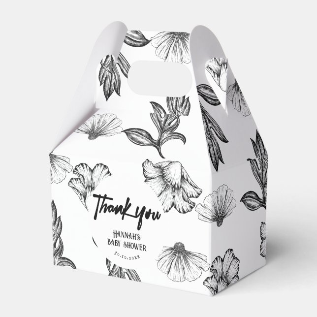 Thank you Gothic Flower Baby Shower party Favour Box (Front Side)