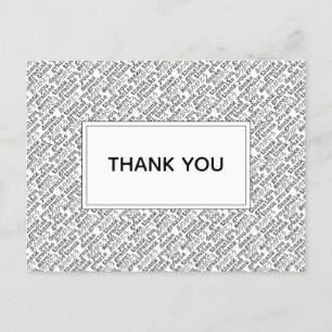 Thank you Gracias Arigato Black White Gratitude Postcard