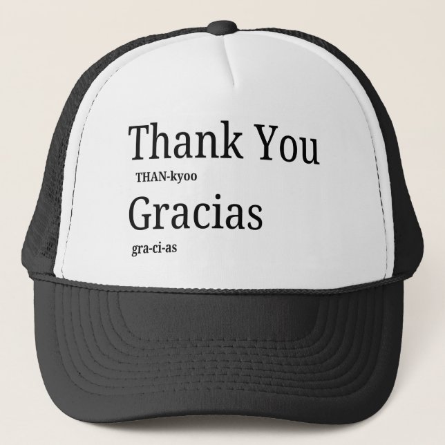 Thank You Gracias Bilingual Learn English Spanish  Trucker Hat (Front)