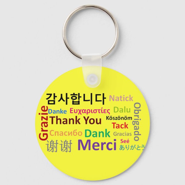 Thank You, Gracias, Merci, Dank Key Ring (Front)