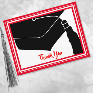 Thank You Grad Cap Red and White Postcard