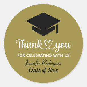 Thank You Grad Love And Thanks Graduation Cap Classic Round Sticker