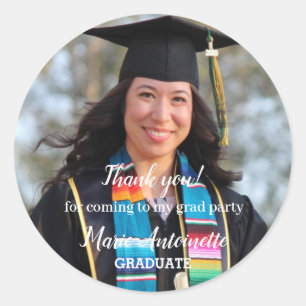 Thank you Graduate Photo Modern Classic Round Sticker