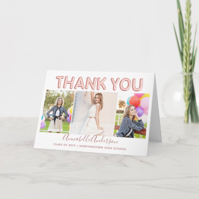 Thank You Graduate Rose Gold 3 Photo Graduation (Front)
