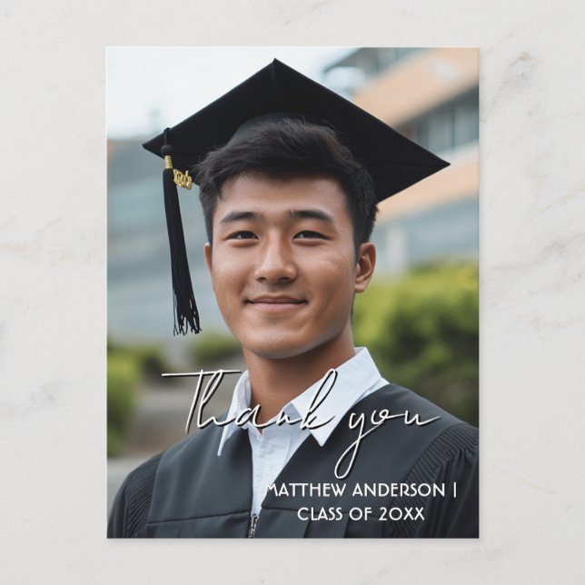 Thank you graduation custom photo 3 Postcard (Front)
