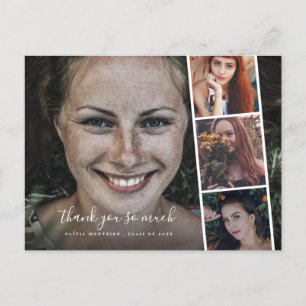 Thank You Graduation Modern College Photo Collage Postcard