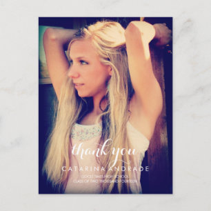 Thank You Graduation Photo High School Calligraphy Postcard