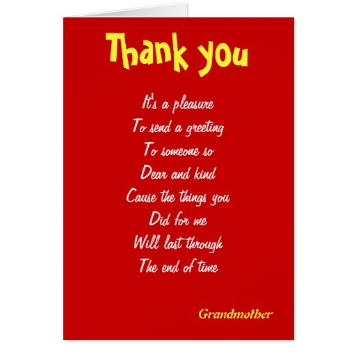 Thank you grandmother cards  Zazzle